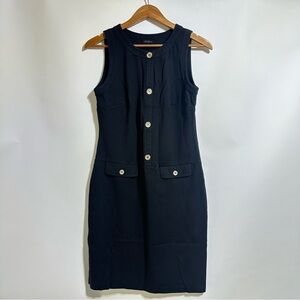 Talbot's Black nautical Sleeveless Gold Buttons Stretch Chic casual dress